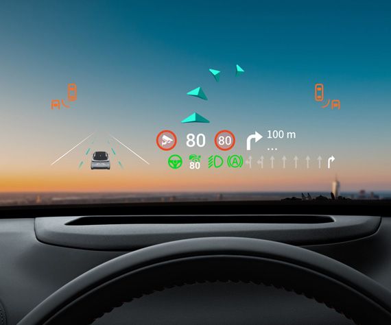 ระบบแสดงข้อมูลการขับขี่บนกระจกหน้าพร้อมระบบนำทางแบบ AR